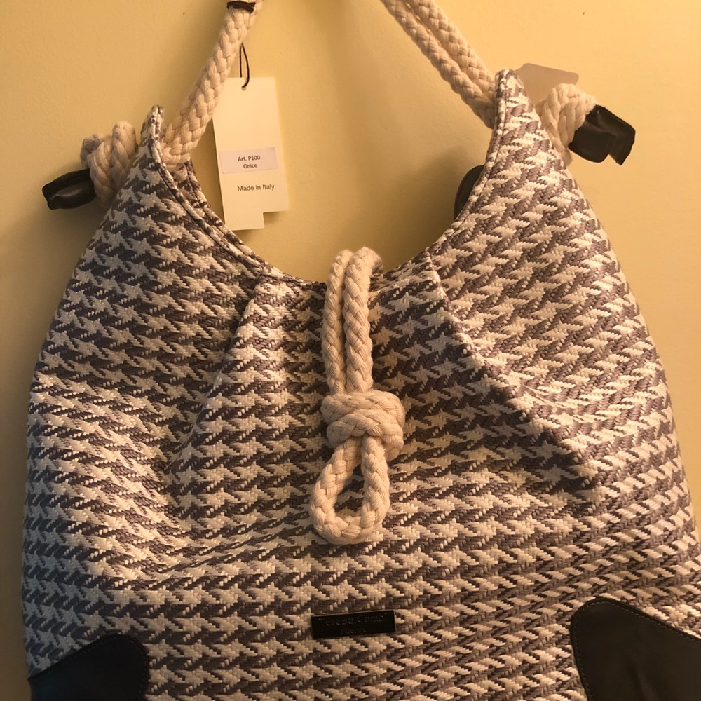Italian Artisan Handbag - Grey Houndstooth